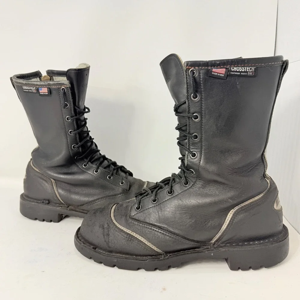LaCrosse 14H72 Mens 10 M Fire Fighting Boots Black Leather Safety Toe USA Made